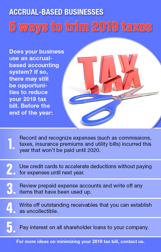 Image with 5 ways to trim 2019 taxes for accrual-based business