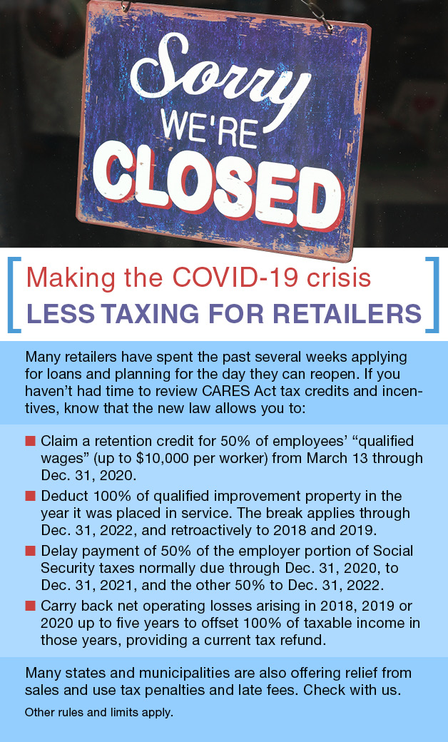 CARES Act tax breaks to help retail businesses.
